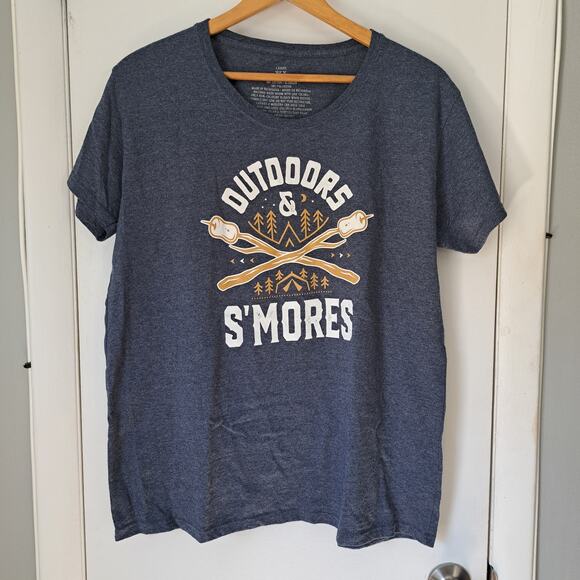 None and/or Unknown Tops - Outdoors and Smore's Women's XL Heather Navy Outdoors Camping Summer T-Shirt